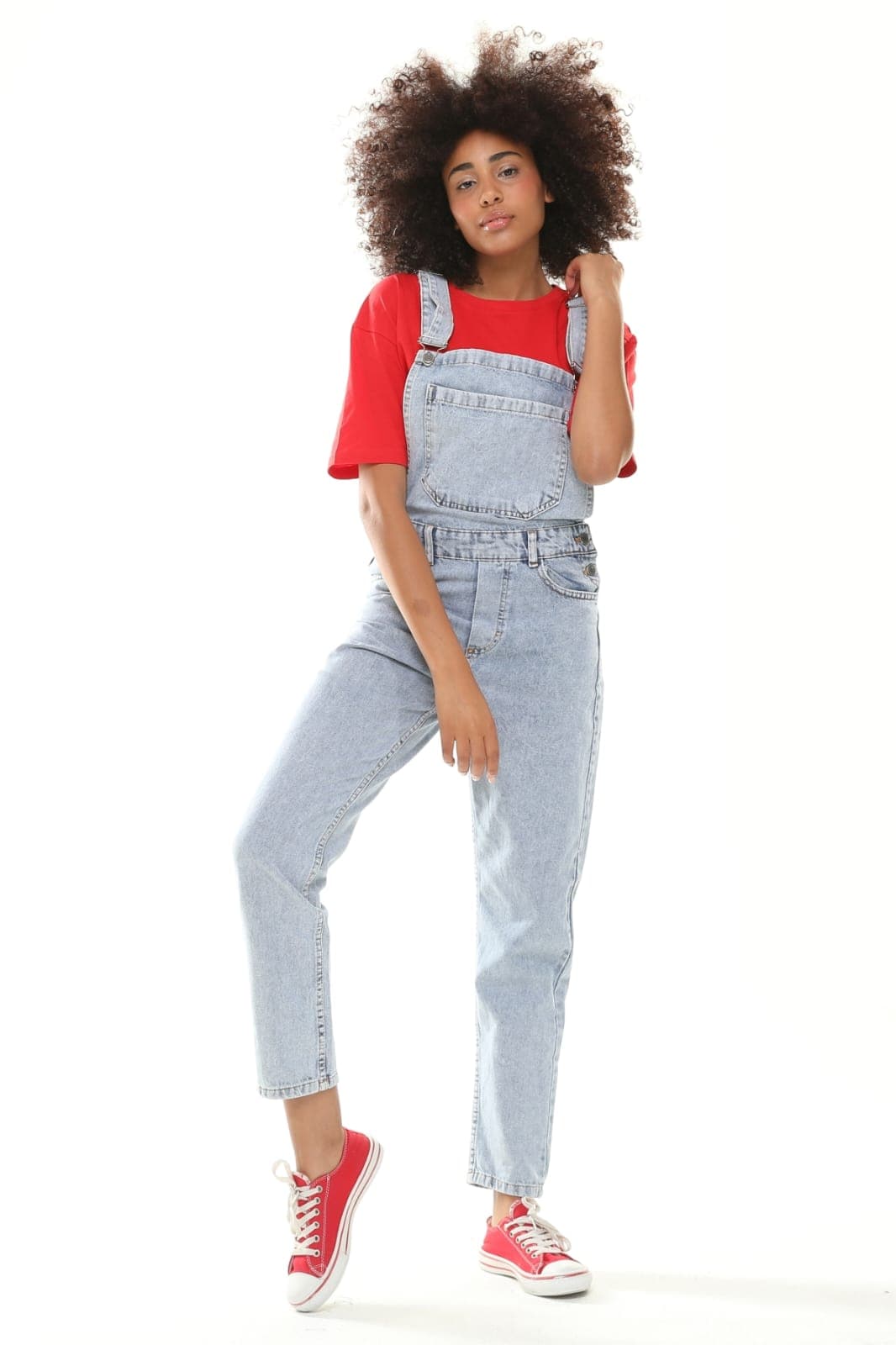 Vovishop Stone Wash Denim Women's Boyfriend Dungarees